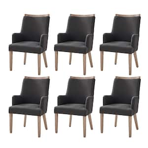 Borchard Charcoal Farmhouse Solid Wood Upholstered Dining Chair Set of 6