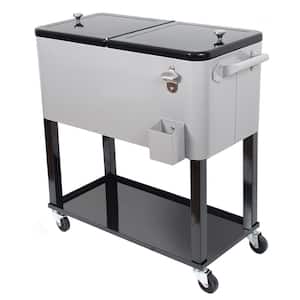80 Qt. Stainless Steel Patio Cooler with Wheels in Silver
