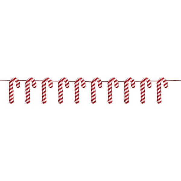 Amscan Christmas 6 ft. x 5 in. Stuffed Candy Canes Fabric Garland (2-Pack)