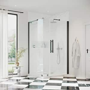 Pasadena 34-1/2 in. W x 72 in. H Rectangular Pivot Frameless Corner Shower Enclosure in Black