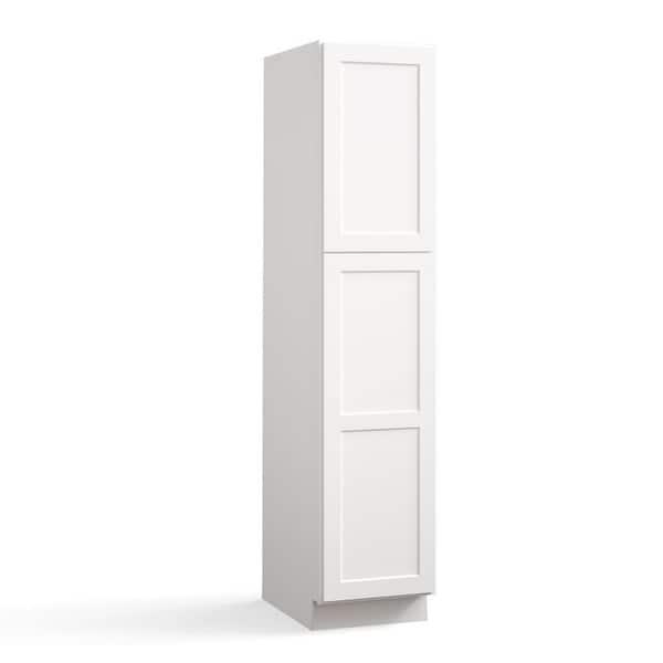 18 in. W x 24 in. D x 90 in. H in Shaker White Plywood Ready to Assemble Floor Wall Pantry Kitchen Cabinet
