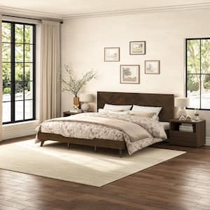 OrangeOne Lucio Black Walnut Color Solid Wood Frame Queen Size