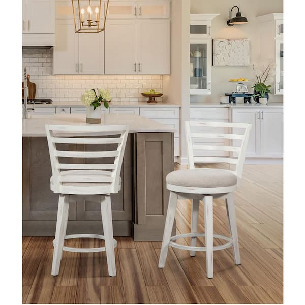 American Woodcrafters Meadowbrook Whitewash Wood Counter Stool