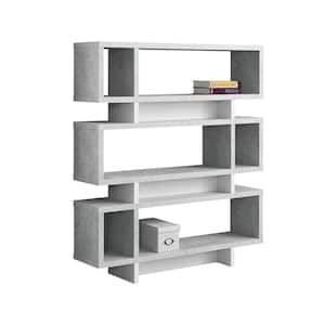 55 in. White Cement-Look with 6-Shelves Composite Bookcase
