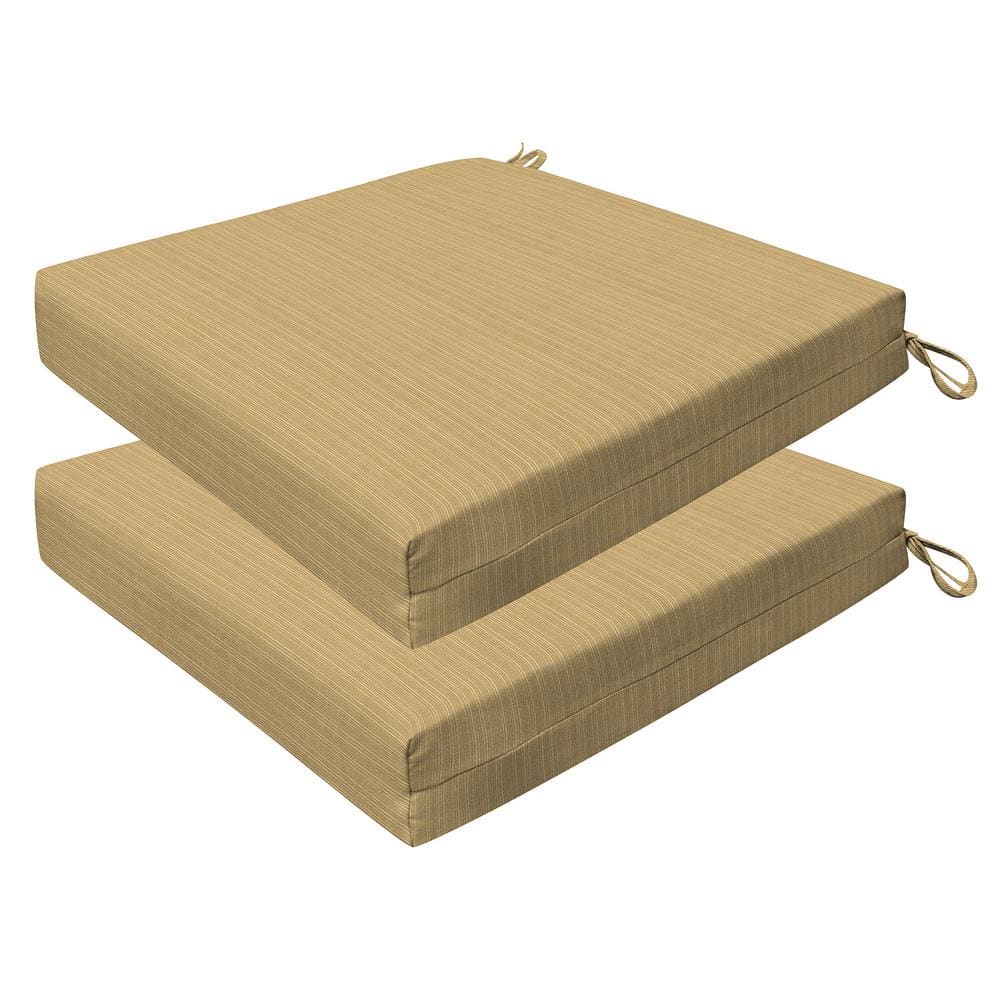 Outdoor 20 in. Square Dining Seat Cushion Sunbrella Dupione Bamboo (Set of 