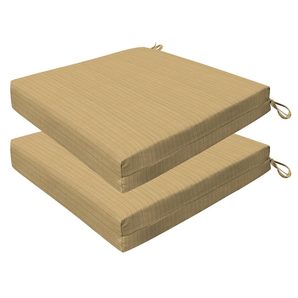 Honeycomb Outdoor 20 in. Square Dining Seat Cushion Sunbrella Dupione Bamboo (Set of 2)