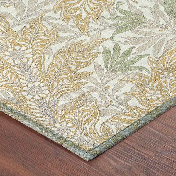 Chantille Machine Washable Indoor/Outdoor Abstract ACN2753 Gold 2 ft. x 3 ft. Accent Rug