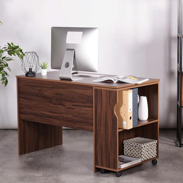 55 Modern White Computer Desk Rectangular Home Office Desk with Pedestal  Base | Homary