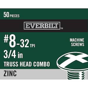 #8-32 x 1-3/4 in. Zinc Plated Combo Truss Head Machine Screw (50-Pack)