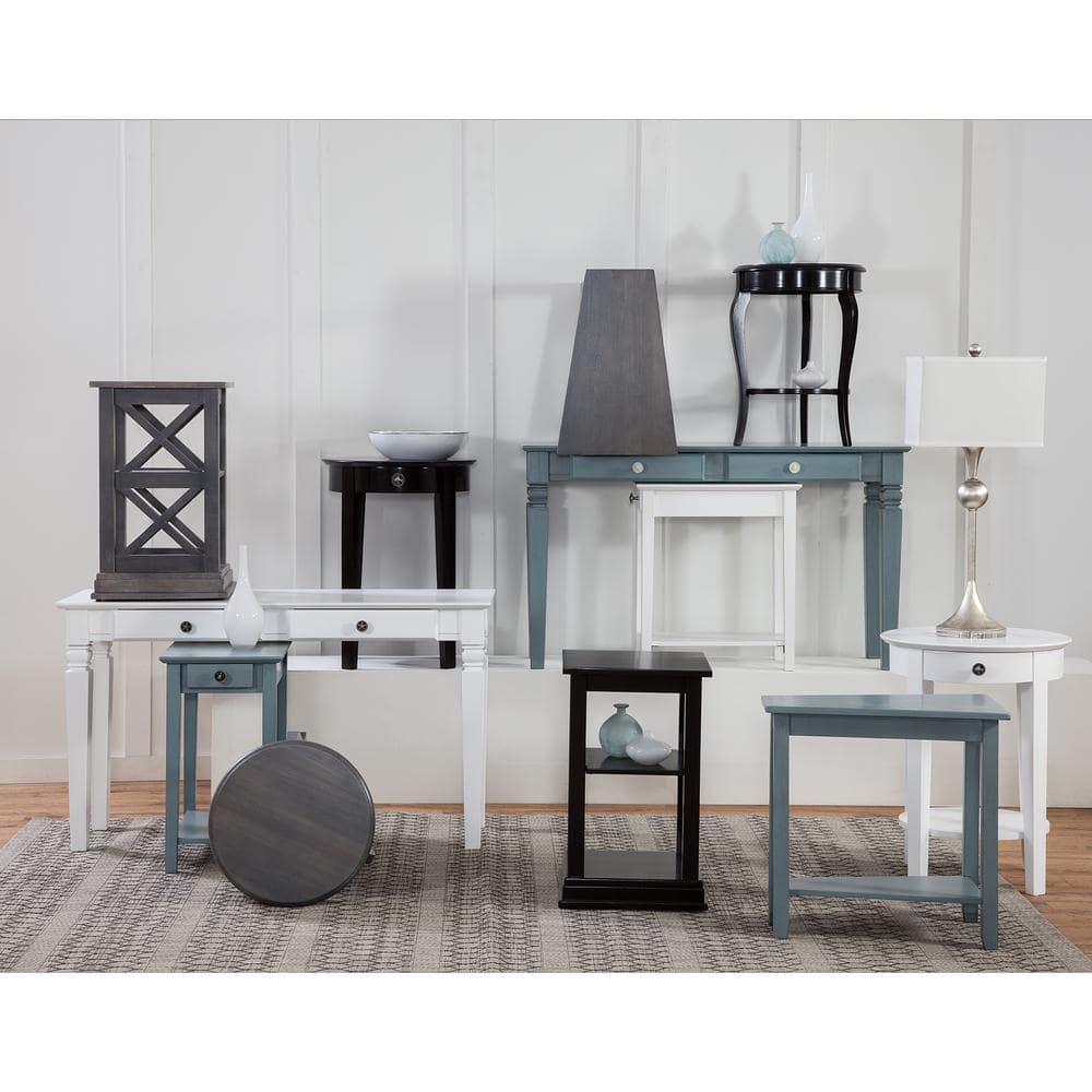 Elegant Black Solid Wood Narrow End Table with Storage