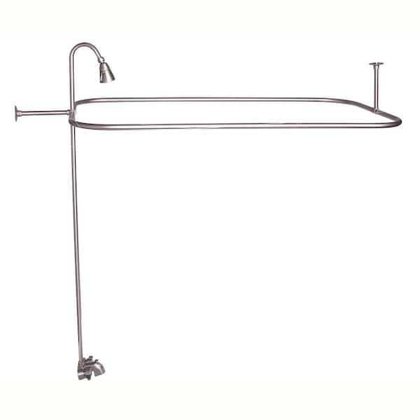 Barclay Products 2-Handle Claw Foot Tub Faucet with Diverter Riser 48 in. Rect. Shower Rod Showerhead in Brushed Nickel