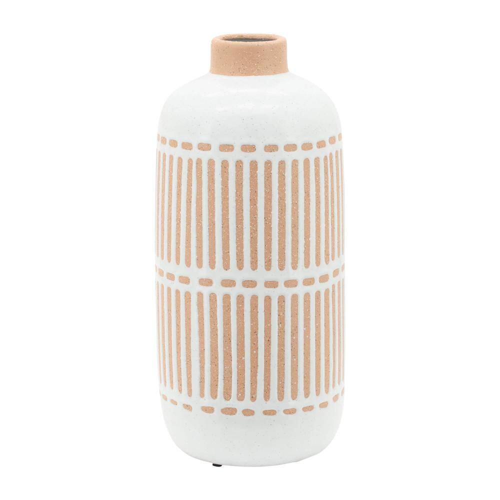 12 in. Ivory Stoneware Aztec Decorative Vase price history on PriceWatchPro