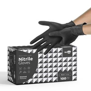 WeCare Large Heavy-Duty Nitrile Gloves 8 Mil with Diamond Texture Grip -  Powder and Latex Free Gloves in Black - 50 Count WMN100234 - The Home Depot