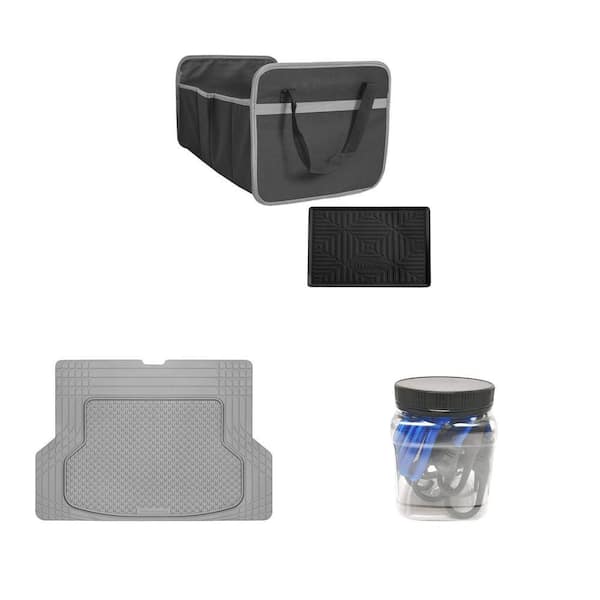Polyester Trunk Organizer, 53 in. x 36 in. Rubber Cargo Mat and 36 in. Bungee Cord (4-Pack) Combo