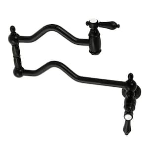 Heirloom Wall Mount Pot Filler Faucets in Matte Black