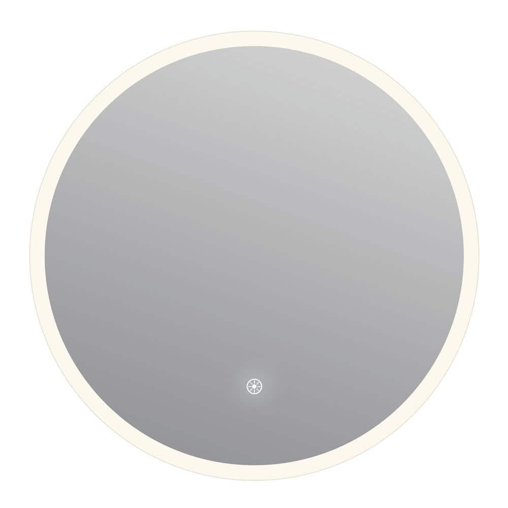 Eva 24 in. W x 24 in. H Small Round Frameless Perimeter LED Wall Bathroom V