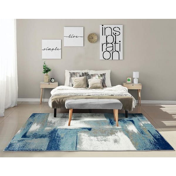 Luxe Weavers Modern Abstract Area Rug, Light Blue / 2x3