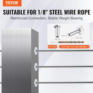 T316 Stainless Steel Protector Sleeves for 1/8 in. Wire Rope Cable Railing Balustrade Marine Grade Come with A Drill Bit