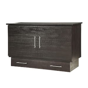 Brushed Espresso/Coffee Cabinet Bed Queen Size