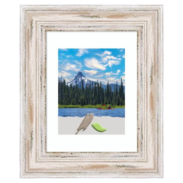Amanti Art Alexandria White Wash Wood Picture Frame Opening Size 11 x 14 in. (Matted To 8 x 10 in.)