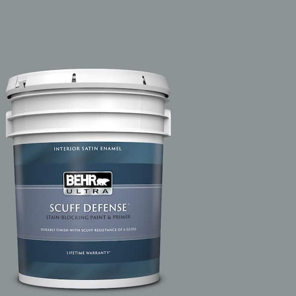 BEHR ULTRA 5 gal. Home Decorators Collection #HDC-NT-27 Millennium Silver Extra Durable Satin Enamel Interior Paint & Primer