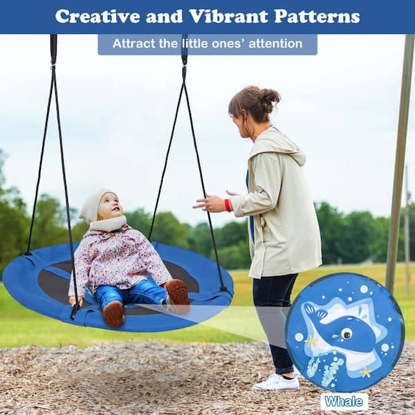 Costway Blue Whale 40 in. Flying Saucer Tree Multi-Person Swing