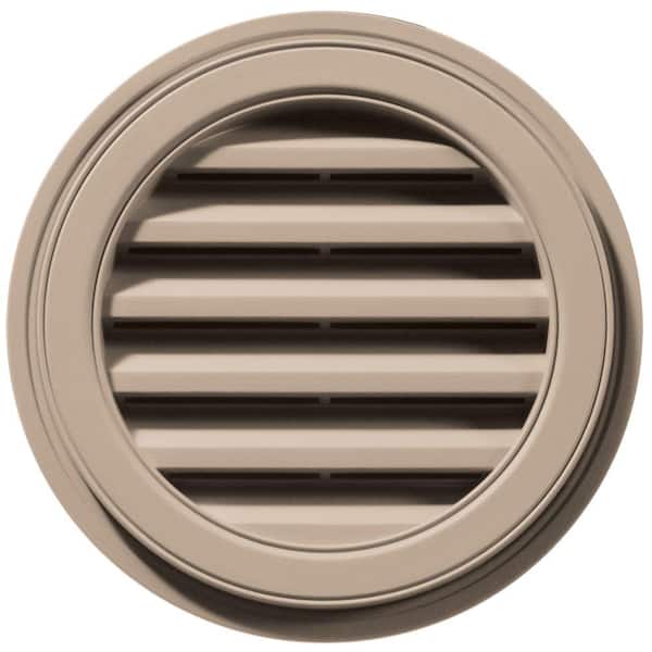 Builders Edge 18 in. x 18 in. Round Brown/Tan Plastic Weather Resistant Gable Louver Vent