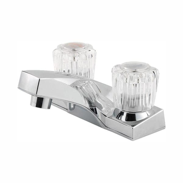 Pfister Series 4 . Centerset Double Handle Bathroom Faucet with Acrylic Knobs Polished Chrome