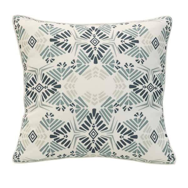 OUTDOOR DECOR BY COMMONWEALTH Outdoor Blue Printed Throw Pillow 18 x 18-Includes 1-Throw Pillow
