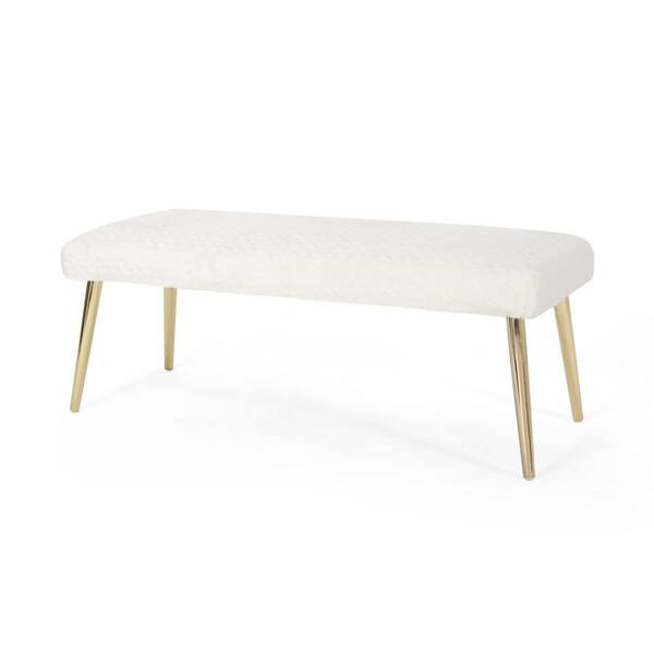 Unbranded Capernaum 19.50 in. x 48.75 in. x 19.50 in. White and Gold Bench