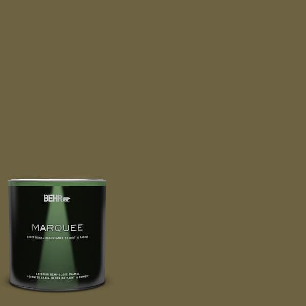 BEHR MARQUEE 1 qt. #ICC-88 Classic Olive Semi-Gloss Enamel Exterior Paint &  Primer 545304 - The Home Depot