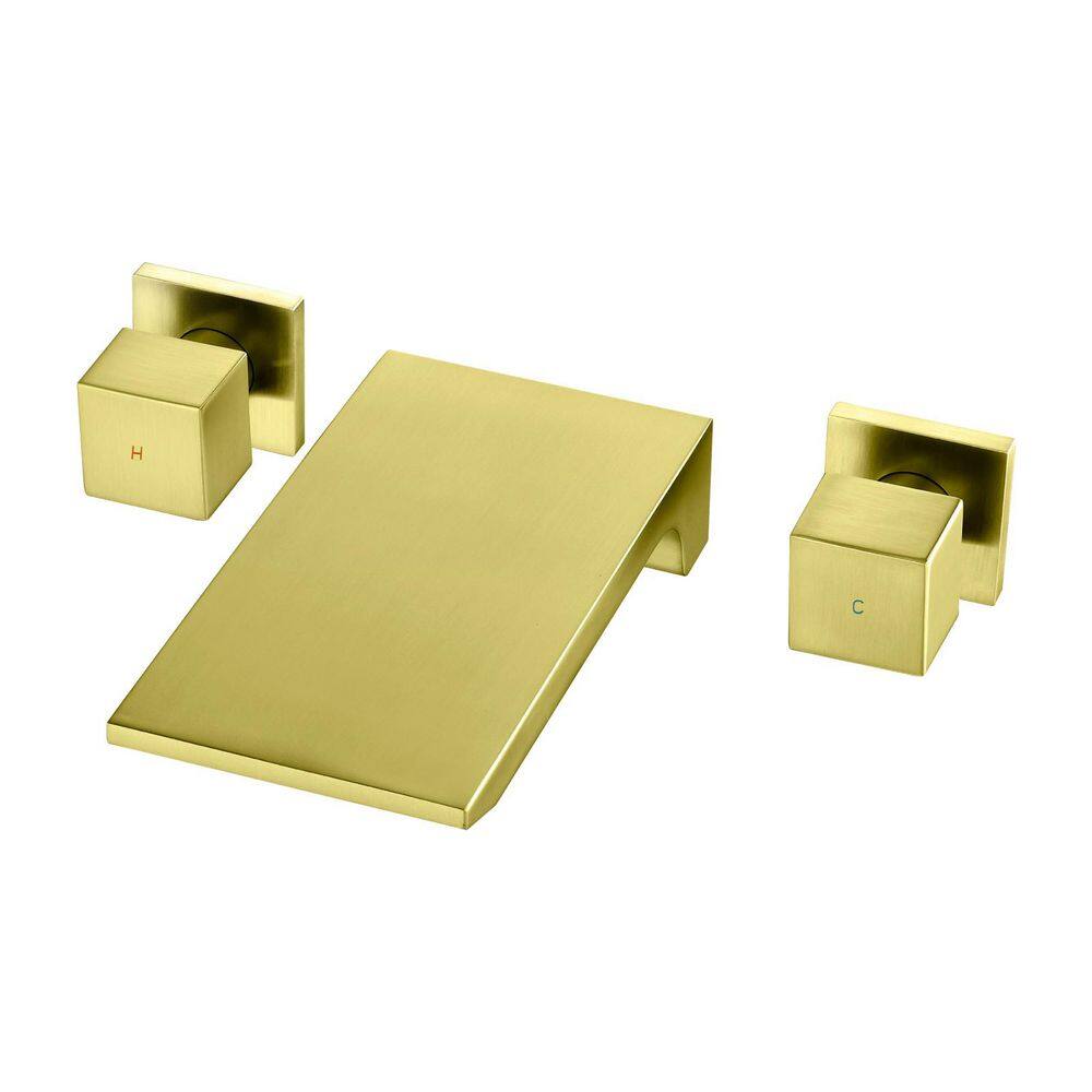 Double-Handle Rectangular Waterfall Wall Mounted Bathroom Faucet in Brushed Gold price history on PriceWatchPro