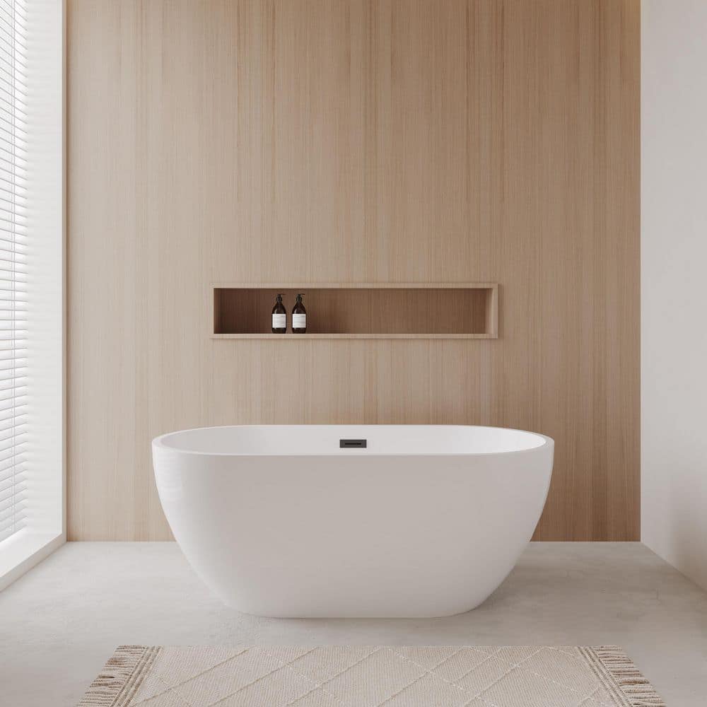 Brooklyn 60 in. Acrylic Flatbottom Bathtub in White with Matte Black Trim price history on PriceWatchPro