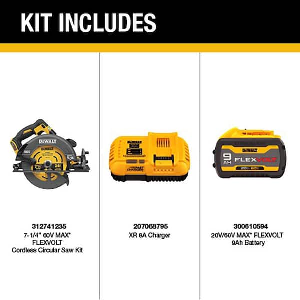 FLEX VOLT 60V MAX Lithium-Ion Cordless Brushless 7-1/4 in. Circular Saw with Brake with 9.0 Ah Battery Pack and Charger