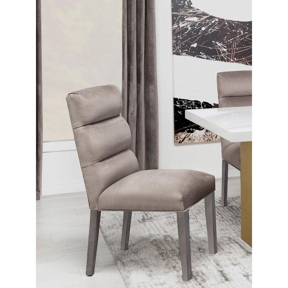 Ash Gray High-Back Upholstered Side Chair Set