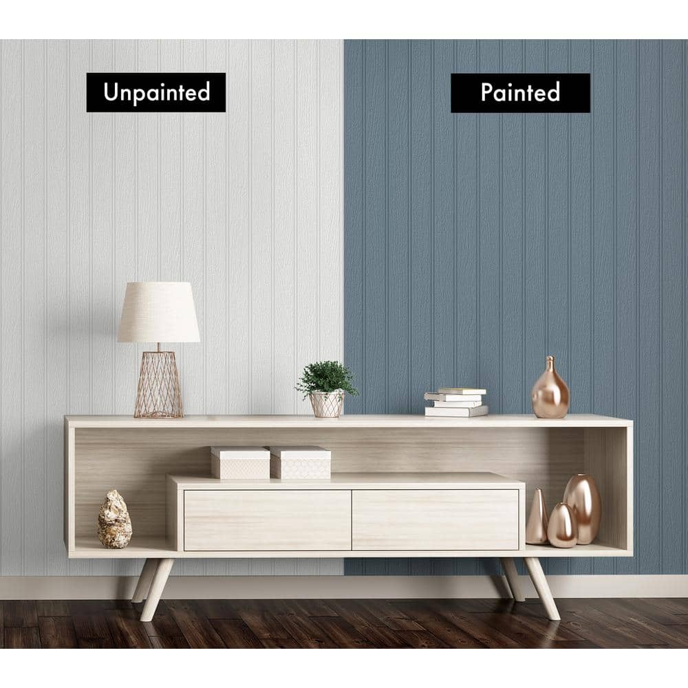 Off-White Faux Beadboard Paintable Unpasted Wallpaper
