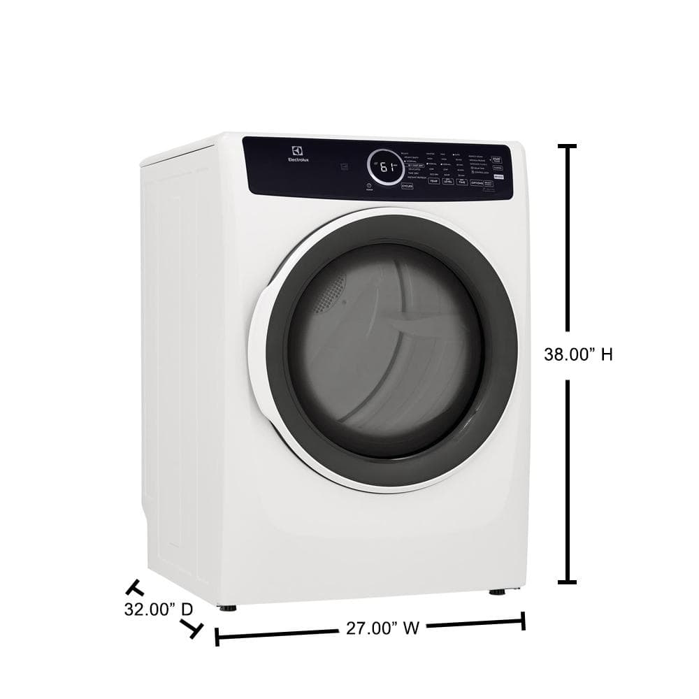 White Energy Star Front Load Electric Dryer with Steam and Moisture Sensing