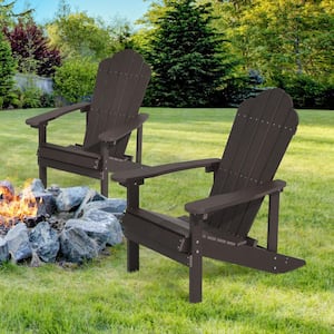 Weather Resistant Coffee Plastic Adirondack Chair (Set of 2)