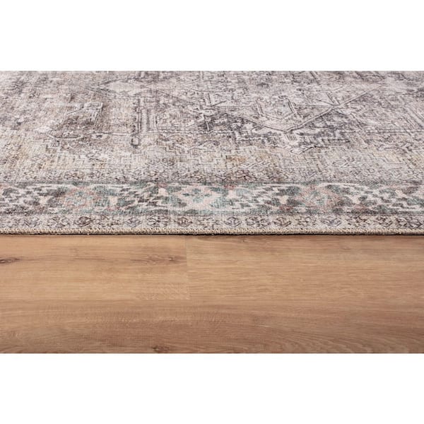 Calista Medallion Machine Washable Beige 2 ft. 6 in. x 6 ft. Runner Rug