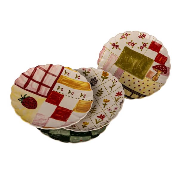 Multicolor Artisan's Canvas Stoneware Dinner Plate Collection (Set of 4)