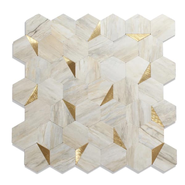 Mixed Metal Hexagon Peel and Stick Tile