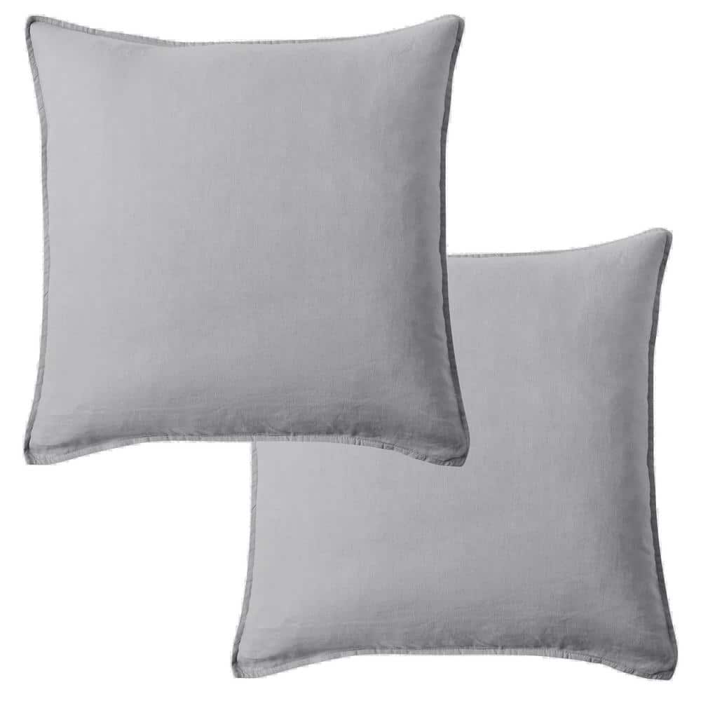 LEVTEX HOME Washed Linen Light Grey 20 in. x 20 in. Throw Pillow