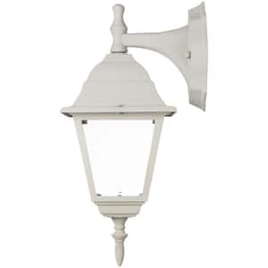 16 in. White Outdoor Hardwired Down-Facing Lantern Sconce with No Bulbs Included