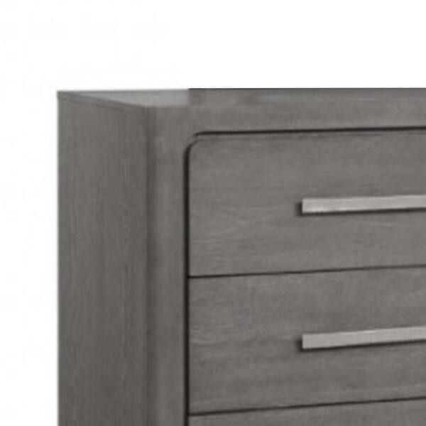 Benjara Thorne Warm Gray and Nickel 6 Drawer 62 in. Dresser