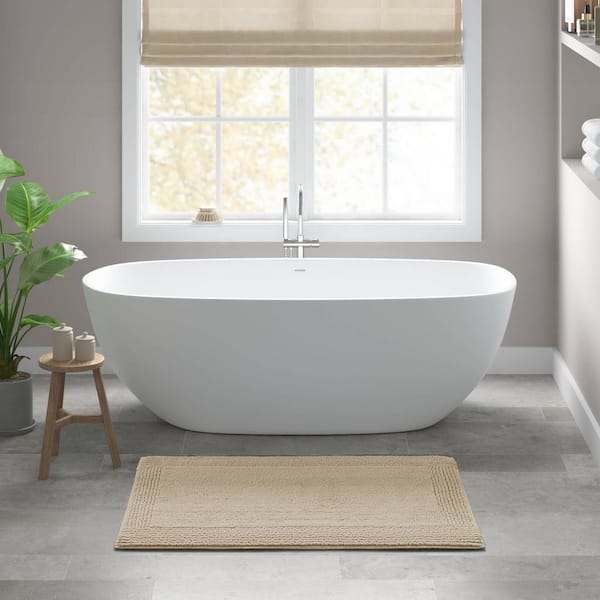 Splendor Beige 24 in. x 44 in. 100% Cotton Tufted 3000 GSM Reversible Bath Rug