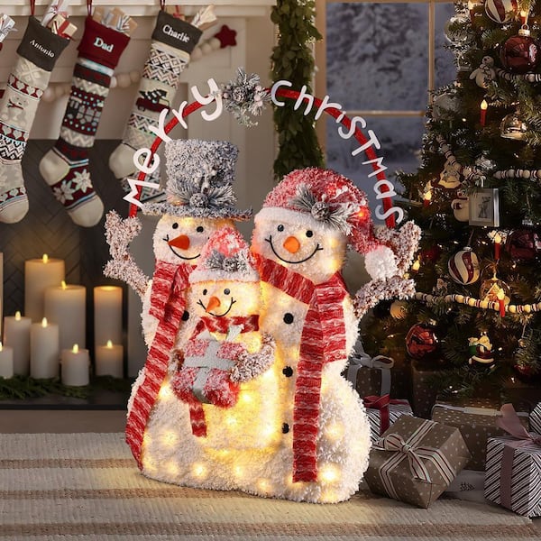 LuxenHome 44.4 in. H Merry Christmas Snowman Trio Holiday