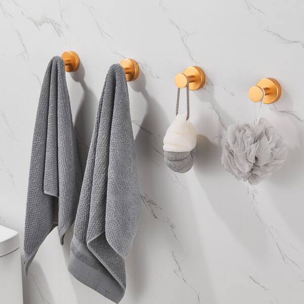 Single Towel Hook Knob in Gray with Screws for Bathroom, Bedroom 4 Pack