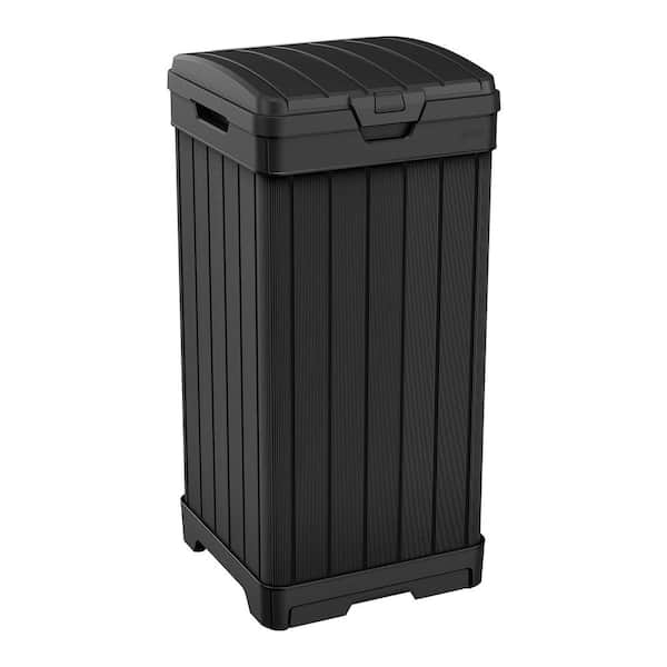 Unbranded 38 Gal. Trash Can with Lid and Drip Tray for Easy Cleaning-Perfect for Patios, Kitchens, Black