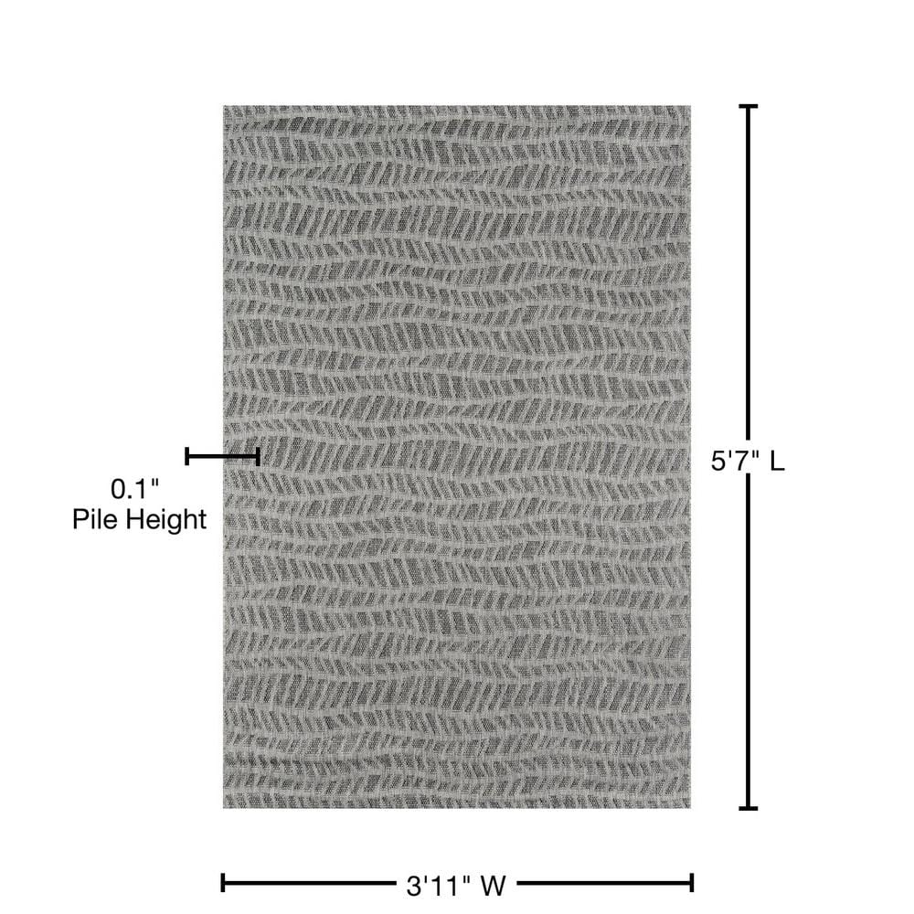 Geometric Charcoal Gray Easy-Care Polypropylene Area Rug