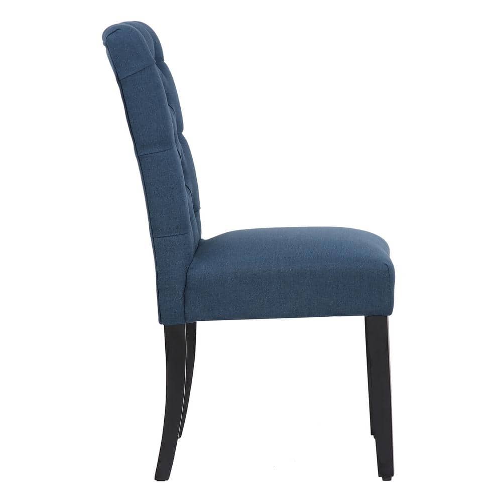 High-Back Parsons Side Chair in Soft Blue Linen Upholstery